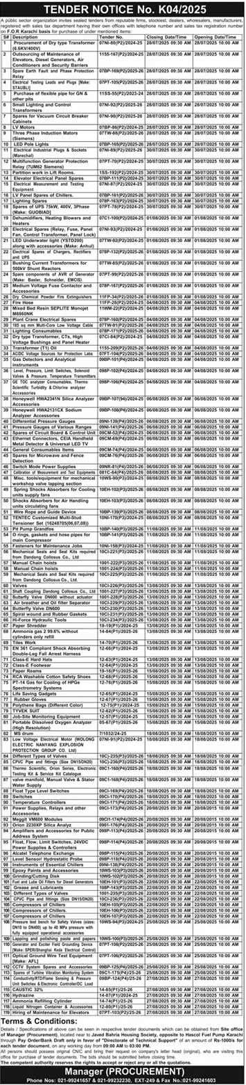 Public Sector Organization Karachi Tender Notice